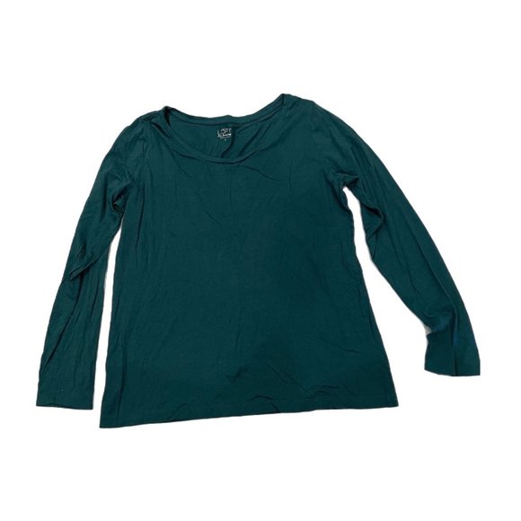 Ann Taylor loft emerald green basic long sleeve top size large - Picture 1 of 4